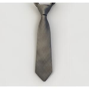 Zylos George Machado Silk Tie Silver Gray Geometric Made in USA Vintage 90s